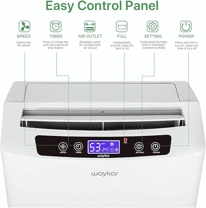 Waykar 2000 Sq. Ft. Energy Star 2025 Dehumidifier for Basement, Smart Compressor 34 Pints Dehumidifiers for home with Drain Hose and Water Tank. - Image 3