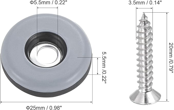 uxcell 25mm Furniture Feet Slider Glides Screw-in Chair Leg Protector Pads PTFE 12pcs - Image 2
