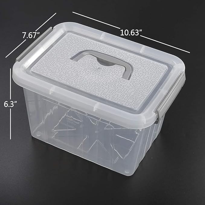 6 Liter Plastic Bins with Lids, Clear Storage Boxes Set of 6 - Image 2