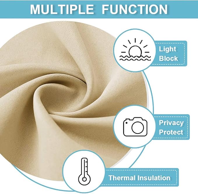 RYB HOME Extra Wide Curtain for Room Divider - Blackout Privacy Partitions Thermal Insulating Shades for Patio Door Hallway Office Apartment Home Theater Backdrop, 1 Pc, Beige, W 20ft x L 9ft - Image 6