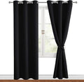 Hiasan Blackout Curtains for Bedroom, 42 x 84 Inches Long - Thermal Insulated & Light Blocking Window Curtains for Living Room, 2 Drape Panels Sewn with Tiebacks, Black by Hiasan