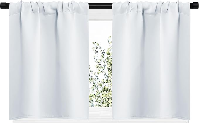 NICETOWN Greyish White Window Curtain Panels - Thermal Insulated Rod Pocket Room Darkening Curtain Sets for Bedroom (Platinum - Greyish White, 2 Panels, 29 by 20) - Image 2