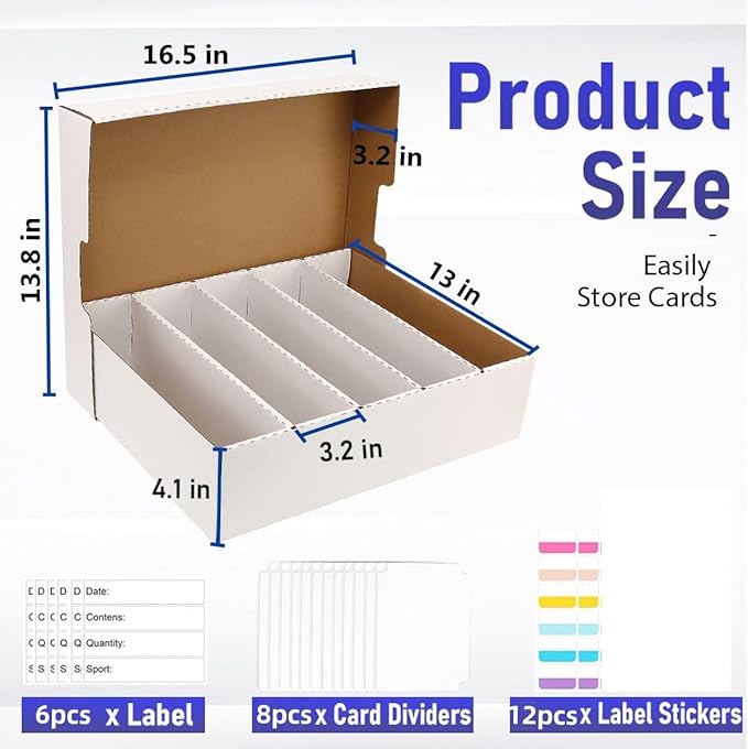 Sports Card Box 5 Row 3200 Count,Cardboard Card Storage Box with Divider Bulk Card Storage Baseball Card Boxe,Sports Cards Storage Box for Card Game Storage Box for PKMN/TCG/Magic/Mtg(1Pack) - Image 4