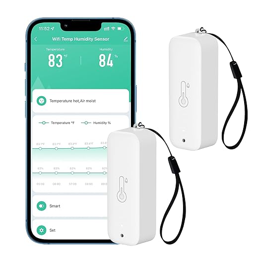 WiFi Thermometer Hygrometer: Smart Temperature Humidity Sensor with App Notification Alert, Data Storage Export, Calibrated Indoor Temperature Monitor, for Room Greenhouse Wine Cellar (2-Pack White) by GaoducashforSmartLife