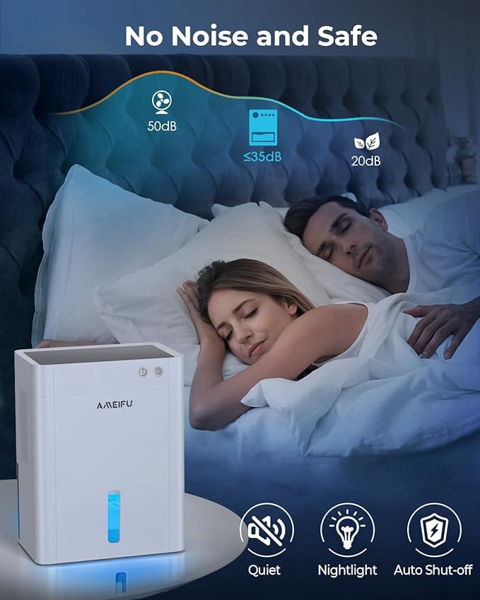 Dehumidifier for Home, 135 OZ Water Tank (1100 sq.ft), Quiet Dehumidifier for Bathroom Bedroom RV Closet with Timer Setting, Auto Shut Off, 7 Colors LED Light, Sleep Mode, White (Beige) - Image 7