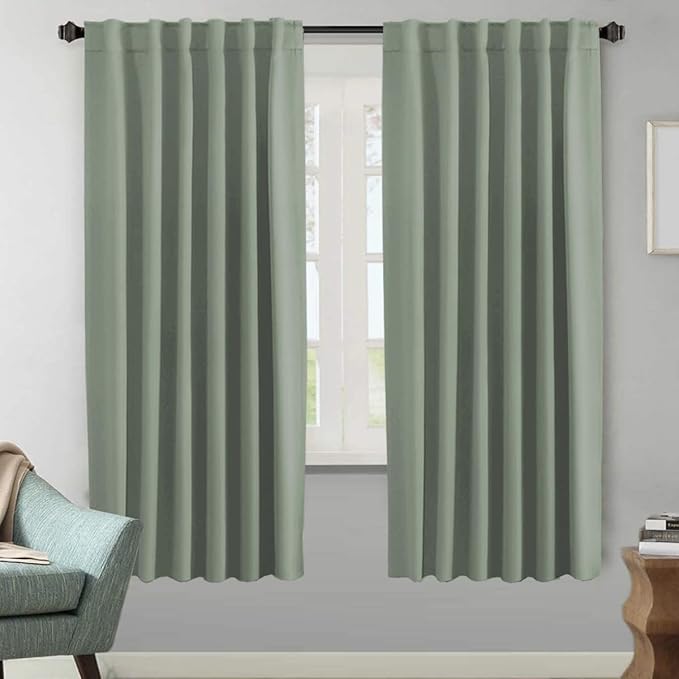 H.VERSAILTEX Blackout Curtains Thermal Insulated Window Treatment Panels Room Darkening Blackout Drapes for Living Room Back Tab/Rod Pocket Bedroom Draperies (2 Panels, Cyan, 52 x 72 Inch) by HVERSAILTEX