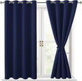Hiasan Blackout Curtains for Bedroom - Thermal Insulated & Light Blocking Window Curtains for Living Room/Kids Room, 2 Drape Panels Sewn with Tiebacks, Navy Blue, 52 x 45 Inch by Hiasan