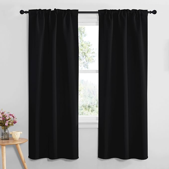 NICETOWN Halloween Black Out Curtain Panels for Bedroom - (Black Color) W34 x L72, 1 Pair, Thermal Insulated Blackout Draperies Window Treatment for Hall Room - Image 2