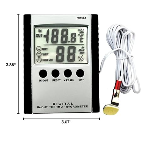 iKKEGOL Digital Indoor Outdoor in/Out Wall Mount Monitor Sensor LCD Temperature Thermometer Hygrometer Humidity Meter with Probe Cable - Image 7