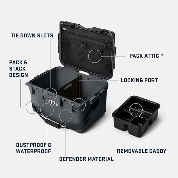 YETI LoadOut 30 GoBox Divided Waterproof Cargo Case, Dry Box, Camera Case, Fishing Tackle Box, Rescue Red - Image 2