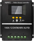 100A MPPT Solar Charge Controller, 12/24/36/48V, LCD Display, Dual USB, Black by SAOOER