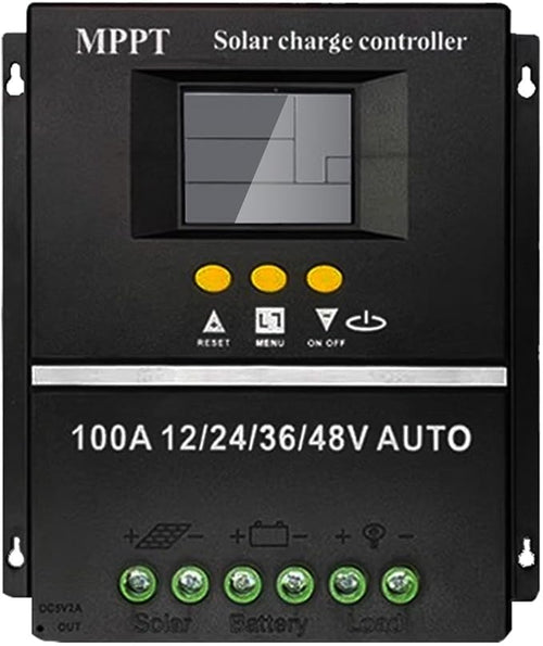 100A MPPT Solar Charge Controller, 12/24/36/48V, LCD Display, Dual USB, Black by SAOOER