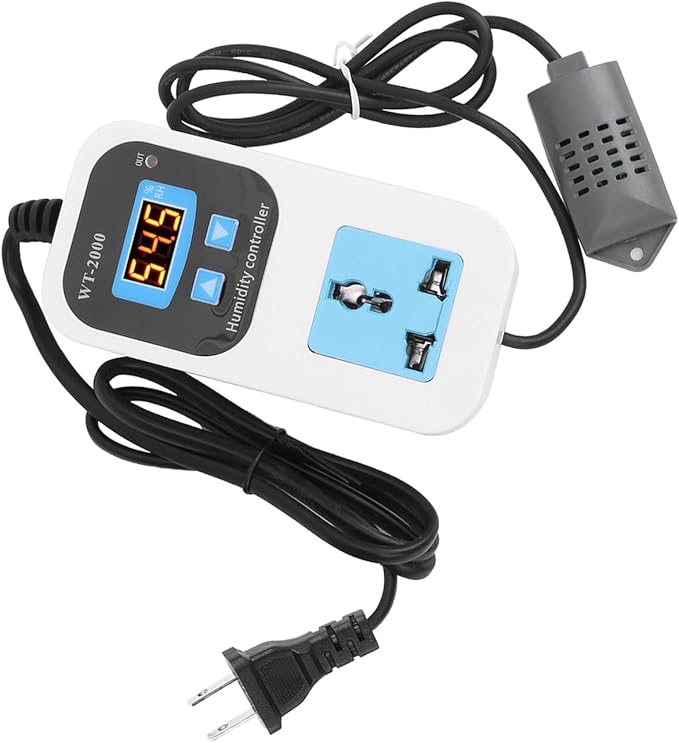 Humidity Controller, WT2000 Humidistat Mushroom Greenhouse Pre Wired Outlet Switch Socket Humidifier Dehumidifier 110-220V (US Plug) by Mumusuki
