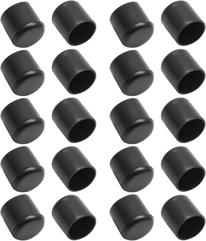 20 Pcs Round Rubber Furniture Leg Caps, 3/4"(19mm) Vinyl Flexible Chair Leg Floor Protectors/Covers Plastic End Caps for Patio/Indoor Furniture Leg Caps Railing (Black) by Bonsicoky