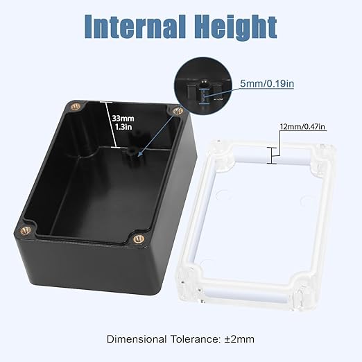 LeMotech Junction Box with Clear Cover IP65 Waterproof Project Box Dustproof ABS Plastic Electrical Project Boxes Universal Enclosure, Black 3.9"x 2.6"x 1.9"(100x68x50mm)(Pack of 2) - Image 3