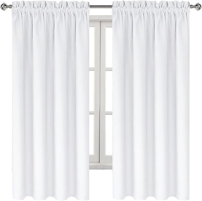 DWCN White Curtains for Living Room Thermal Insulated, 50% Light Blocking Curtains for Bedroom, Dining Room Window, W 42x L 72 Inch, Set of 2 Rod Pocket Curtain Panels - Image 8