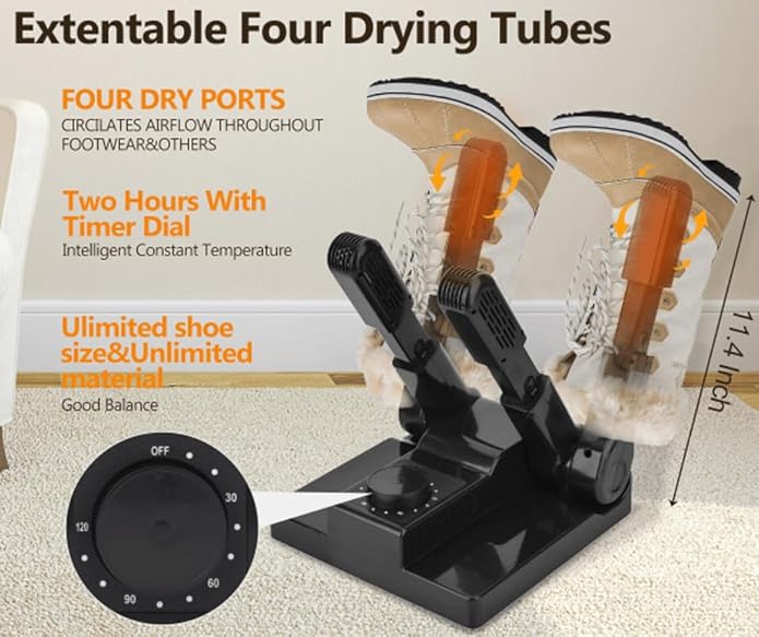 Portable Electric Shoe Glove Boot Dryer Warmer with Folding and Drying Rack - Image 5