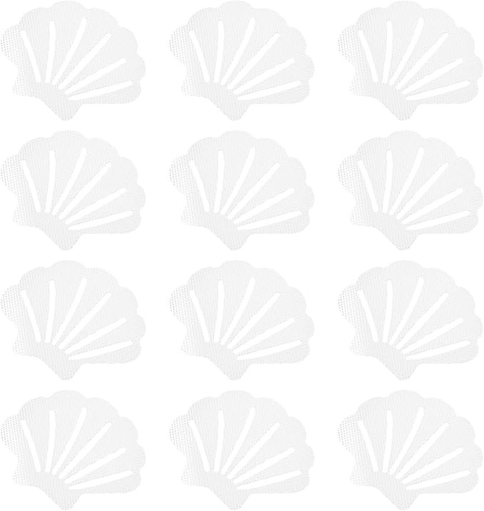PATIKIL 12 Pcs Non Slip Bathtub Stickers, Anti Slip Shower Stickers Bathroom Shower Floor Decals Sea Shell Shape Cute Treads Tubs, Transparent by PATIKIL