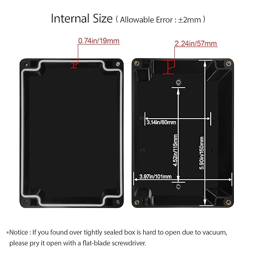 LeMotech Electrical Box ABS Plastic Project Box IP65 Waterproof Junction Box Project Case Universal Enclosure for Electronics Black 6.2X 4.2X 3.4 inch (160x110x90mm)（Pack of 1 - Image 3