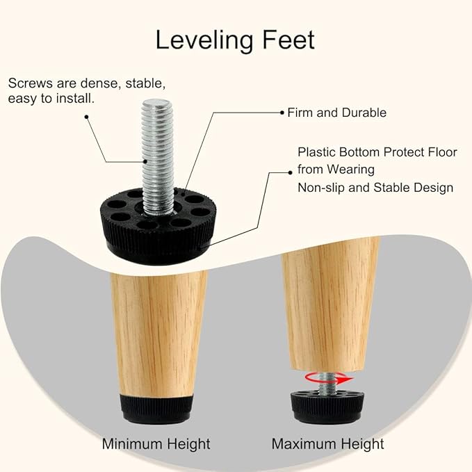 uxcell M8 x 28 x 30mm Furniture Glide Leveling Feet Adjustable Leveler Floor Protector for Home Restaurant Table Leg 20 Pack - Image 4