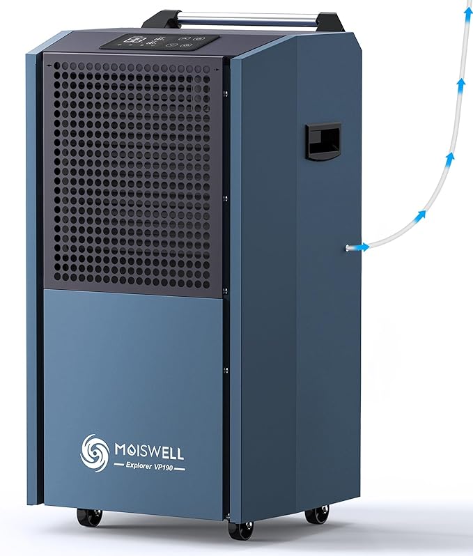 190 Pints Commercial Dehumidifier with Pump for Basements, Industrial Heavy Duty Commercial-grade Portable Dehumidifiers for Large Spaces Warehouse Grow Room, Water Damage Restoration by Moiswell