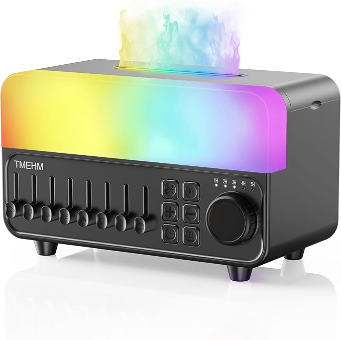 2026 4-in-1 Aroma Essential Oil Diffuser with Bluetooth Speaker Function, Humidifier, 12 Colors Night Light with 8 Nature Sounds, White Noise & Timer for Bedroom, Baby, Adults, and Kids (Black) by TMEHM
