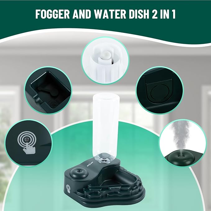 REPTI ZOO Water Feeder and Fogger, 2 in 1 Reptile Humidifier with Water Bowl, Automatic Water Dispenser for Chameleon Frog Lizard Gecko - Image 7