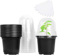 MIXC Plant Nursery Pots with Humidity Dome 4" Soft Transparent Plastic Gardening Pot Planting Containers Cups Planter Small Starter Seed Starting Trays for Seedling with 10pcs Plant Labels，30 Sets… by MIXC