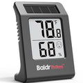 BaldrTherm Humidity Meter Hygrometer, Solar-Powered Room Thermometer Indoor Digital Temperature Sensor Monitor, 2.2''Humidity Gauge for Baby Rooms, Home, Office, 1Pack, Black by BaldrTherm