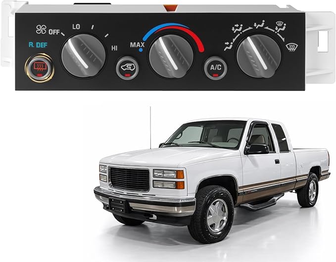 A/C Heater Control Panel with Rear Window Defogger for 1996-2000 Chevy GMC C1500 C2500 C3500 K1500 K2500 K3500 Tahoe Yukon, Cadillac Escalade, Climate Control Module Replace 599-006 by Unknown