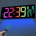 JoFomp 17.3" Large Digital Wall Clock, LED Digital Clock Large Display with Remote Control, Alarm Clock with Temp/DST/Dimmer/Humidity/Timer/Ambient Light - 12/24H, Alarm Wall Clock for Bedroom by JoFomp