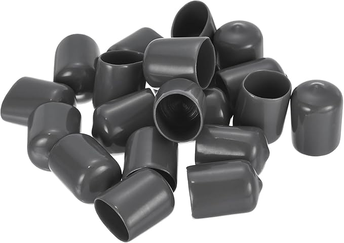 uxcell 20pcs Rubber End Caps 16mm ID Vinyl PVC Round Tube Bolt Cap Cover Screw Thread Protectors Dark Grey - Image 4
