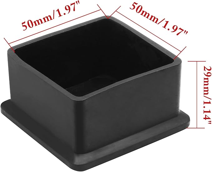8 Pcs Square PVC Furniture Leg Caps (2" x 2"), Vinyl Flexible Chair Leg Floor Protectors for Patio Indoor Chair Table Bed, 50mm x 50mm - Image 2