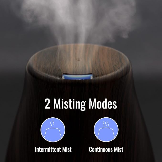 HealthSmart Essential Oil Diffuser, Cool Mist Humidifier and Aromatherapy Diffuser with 150ML Tank Ideal for Small Rooms, Adjustable Timer and Mist Mode, Wood Grain Brown (Pack of 2) - Image 3