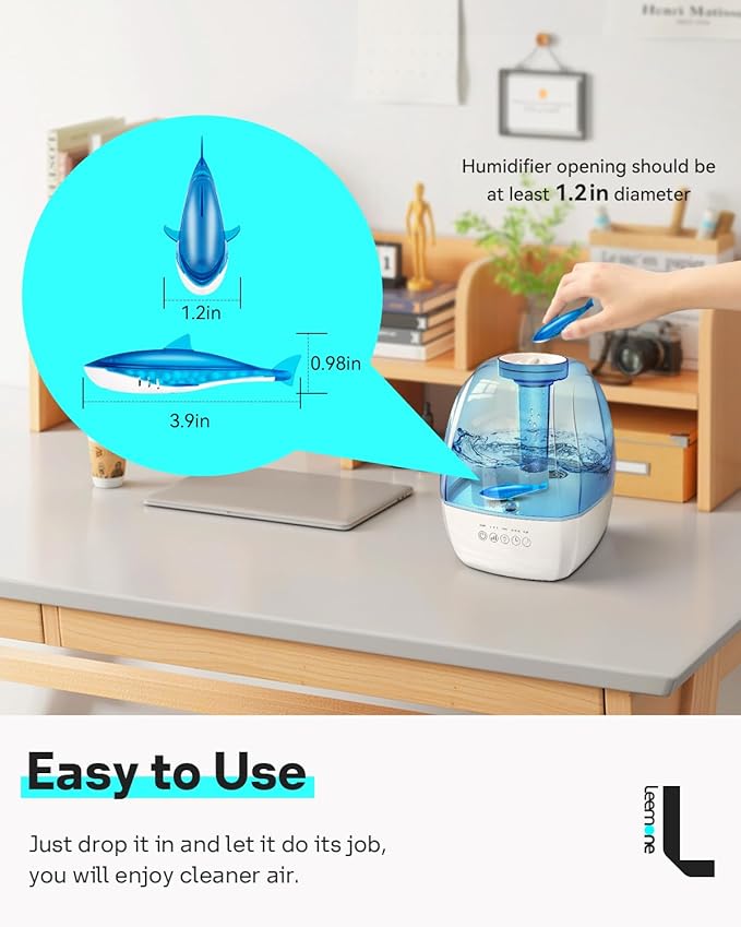 Leemone Humidifier Cleaner Shark, Demineralization Float Shark Compatible with All Humidifier and Fish Tank(6Pack) - Image 2