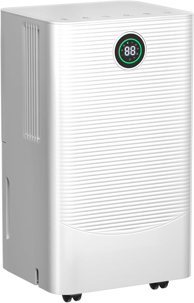 25 Pint Dehumidifier for Bedroom Bathroom Basement, 38dB Quiet, Precise Humidity Control, 3 Modes, Drain Hose & 0.53 Gal Water Tank, Small 1800 Sq.ft Dehumidifiers for Apartment RV Dorm by Electactic