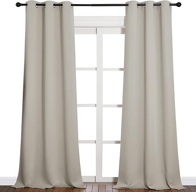 NICETOWN Room Darkening Curtain Panels 90 inches Long, Privacy Draperies for Living Room (Natural, 42 inches Width, 1 Pair) - Image 2