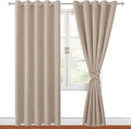 Hiasan Blackout Curtains for Bedroom, 60 x 84 Inches Long - Thermal Insulated & Light Blocking Window Curtains for Living Room/Kids Room, 2 Drape Panels Sewn with Tiebacks, Camel by Hiasan