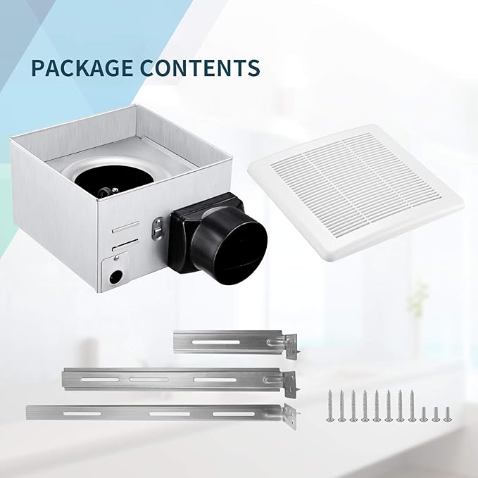 Tech Drive Bathroom Exhaust Fan 90 CFM 1.5 Sone, Very Quiet Ceiling Mounted Ventilation Fan,White Plastic Grille,Easy to Install - Image 6