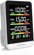 Air Quality Monitor Indoor,8-in-1 Smart Air Quality Tester with CO2, TVOC, HCHO, AQI, Temperature & Humidity, Real Time Display, Battery Powered, for Home & Office (White) by Unknown