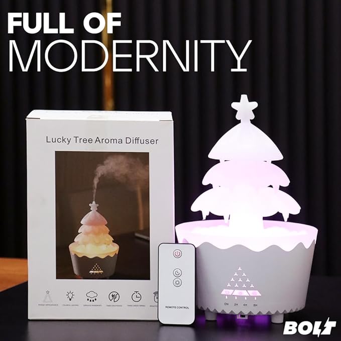 BOLT Pine Tree Humidifier 250ml - Ultrasonic Cool Mist Humidifier, Compact Design, Modern Aesthetic, Humidity Control for Dry Seasons, 7 Color Settings, Great For Bedroom, Nursery, Office, Lounge - Image 4
