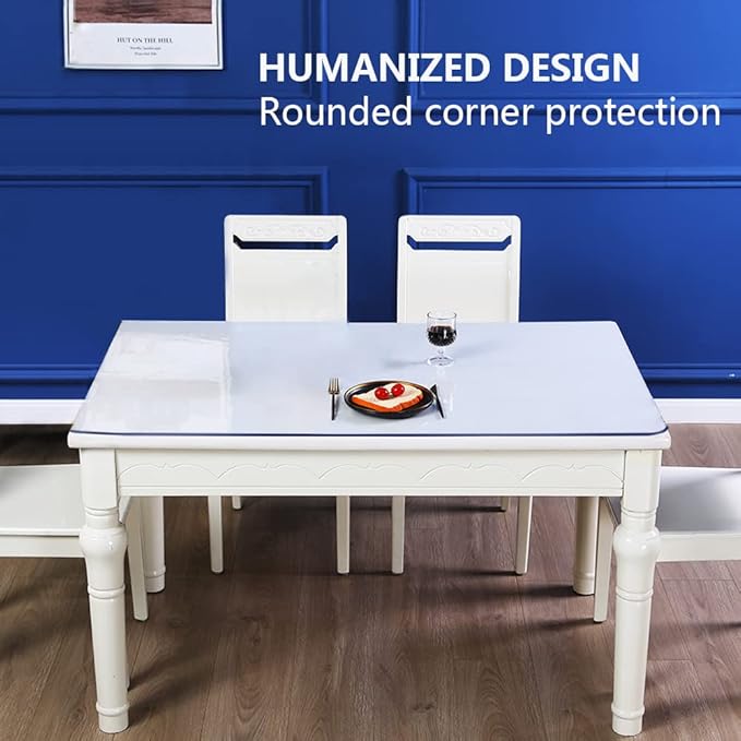 24x60 Multi-Size Thick Clear PVC Table Cover Protector Water Resistant Plastic Desk Protector Computer Desk Topper Rectangular Vinyl Non-Slip Living Room Table Protector for Coffee Dining Table - Image 3