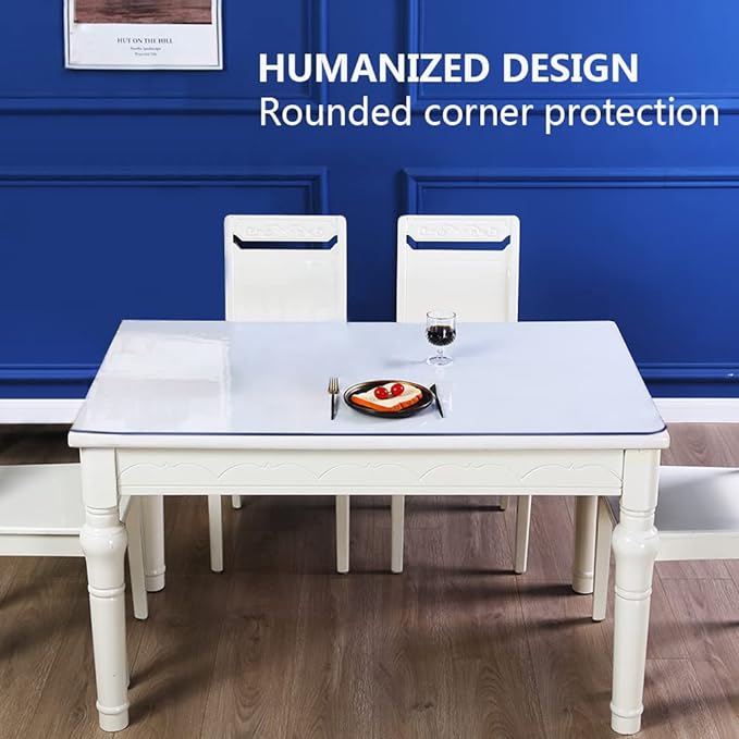42x102 Inch Eco Plastic Glass Table Cover Protector - PVC Clear Table Protector for Wedding, Desktop, Dining Room, Kitchen Wood Grain Countertop - Image 3
