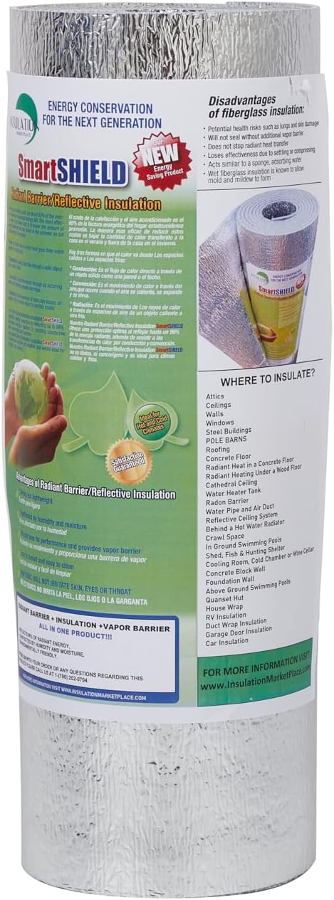 INSULATION MARKETPLACE SmartSHIELD -3mm 24inx10Ft ReflectiveINSULATION Roll, Foam Core Radiant Barrier, ThermalINSULATION Shield - Engineered Foil - Image 3