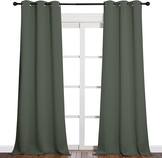 NICETOWN Room Darkening Curtain Panels - Toddler Boy Bedroom Drapes with Grommet Top, Energy Smart Window Treatment Curtains(Dark Mallard, 42 inches W x 90 inches L, 2 Panels) - Image 2