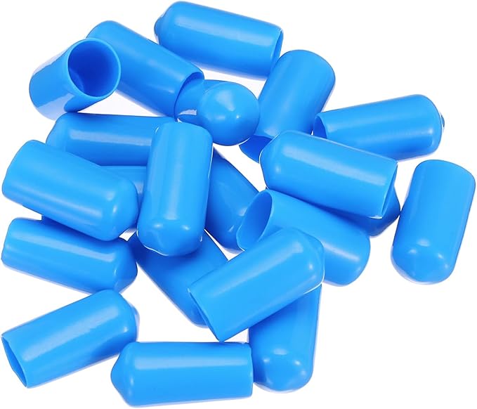 uxcell 20pcs Rubber End Caps 10mm(3/8") ID Vinyl PVC Round Tube Bolt Cap Cover Screw Thread Protectors,Light Blue - Image 4