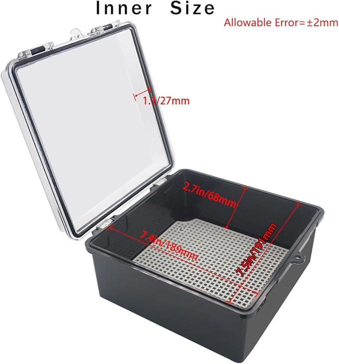 Junction Box, Hinged Black Clear Cover IP67 Waterproof ABS Project Box with Mounting Plate Electrical Box Enclosure with Wall Bracket 8.3 x 8.3 x 4.3inch(210x210x110mm) - Image 3