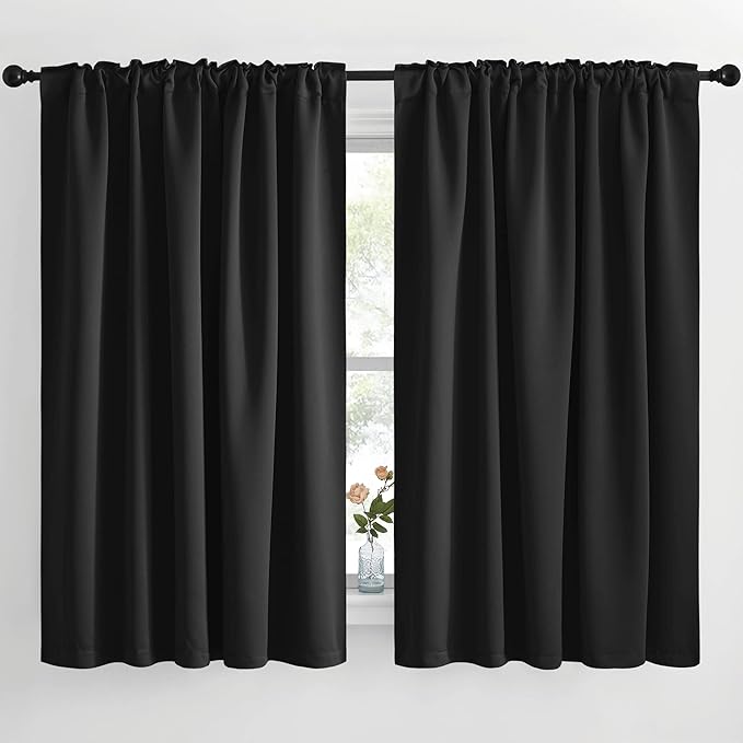 NICETOWN Halloween Black Out Curtain Panels for Bedroom - (Black Color) W62 x L63, 1 Pair, Thermal Insulated Blackout Draperies Window Treatment, Door Tapestry Curtain for Doorway, - Image 2