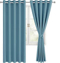 Hiasan Blackout Curtains for Bedroom, 60 x 63 Inches Length - Thermal Insulated & Noise reducing Window Curtains for Living Room, 2 Drape Panels Sewn with Tiebacks, Stone Blue by Hiasan