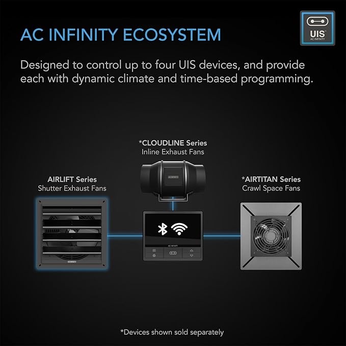 AC Infinity AIRLIFT T16, Shutter Exhaust Fan 16" with WiFi Temperature Humidity Controller, EC-Motor Wall Mount Ventilation and Cooling for Sheds, Attics, Workshops, and Greenhouses - Image 5
